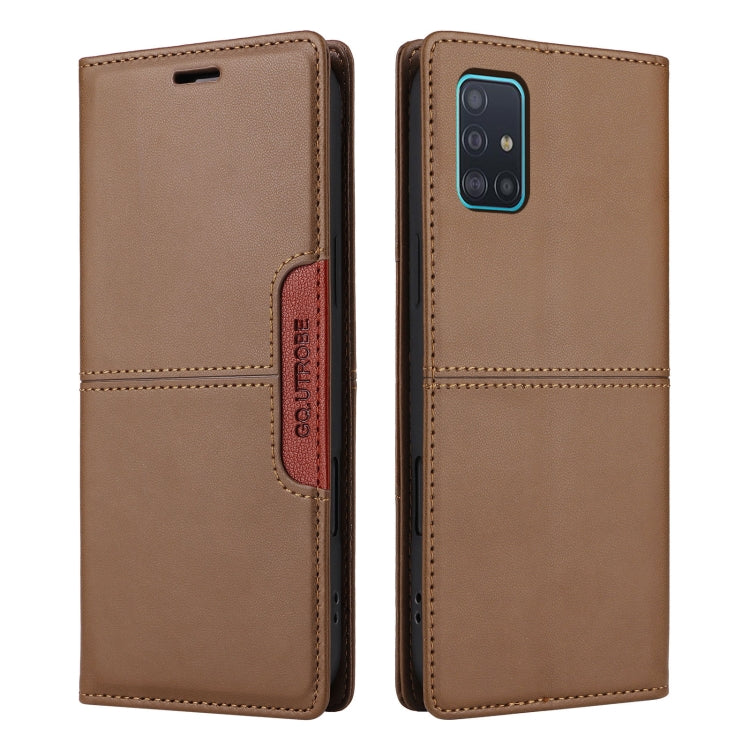 For Samsung Galaxy A71 4G GQUTROBE G01 RFID Anti-theft Leather Phone Case(Brown)