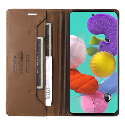 For Samsung Galaxy A71 4G GQUTROBE G01 RFID Anti-theft Leather Phone Case(Brown)