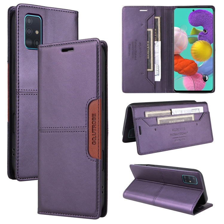 For Samsung Galaxy A71 4G GQUTROBE G01 RFID Anti-theft Leather Phone Case(Purple)