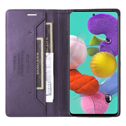 For Samsung Galaxy A71 4G GQUTROBE G01 RFID Anti-theft Leather Phone Case(Purple)