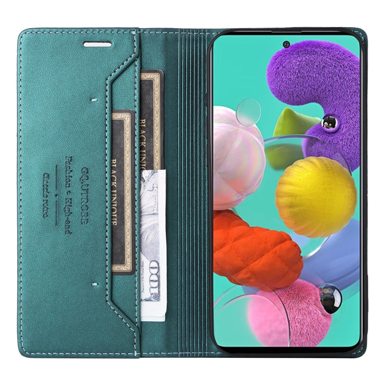 For Samsung Galaxy A71 4G GQUTROBE G01 RFID Anti-theft Leather Phone Case(Green)