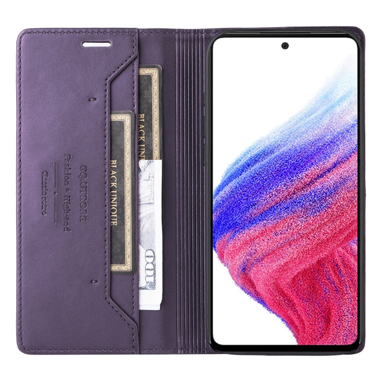 For Samsung Galaxy A72 GQUTROBE G01 RFID Anti-theft Leather Phone Case(Purple)