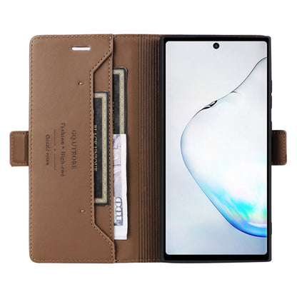 For Samsung Galaxy Note10+ GQUTROBE G01 RFID Anti-theft Leather Phone Case(Brown)