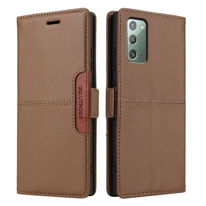 For Samsung Galaxy Note20 GQUTROBE G01 RFID Anti-theft Leather Phone Case(Brown)
