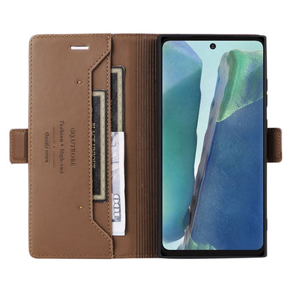 For Samsung Galaxy Note20 GQUTROBE G01 RFID Anti-theft Leather Phone Case(Brown)