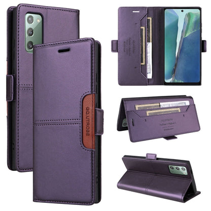 For Samsung Galaxy Note20 GQUTROBE G01 RFID Anti-theft Leather Phone Case(Purple)
