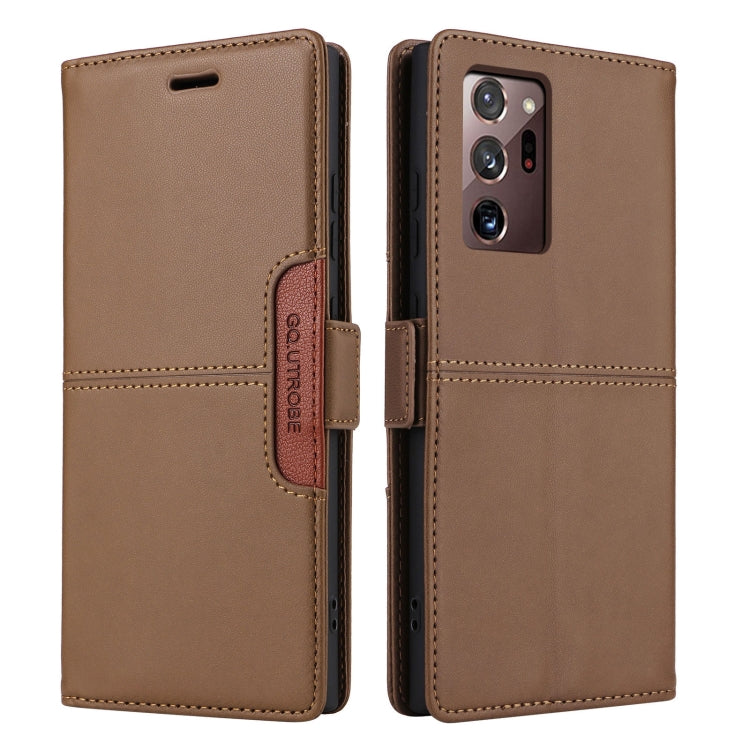For Samsung Galaxy Note20 Ultra GQUTROBE G01 RFID Anti-theft Leather Phone Case(Brown)