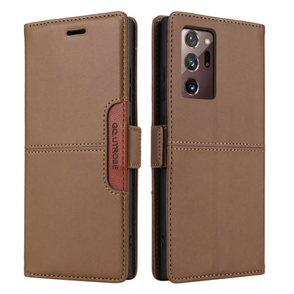 For Samsung Galaxy Note20 Ultra GQUTROBE G01 RFID Anti-theft Leather Phone Case(Brown)