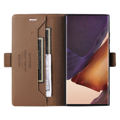 For Samsung Galaxy Note20 Ultra GQUTROBE G01 RFID Anti-theft Leather Phone Case(Brown)