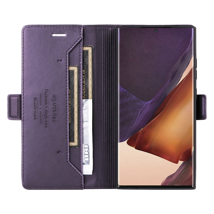 For Samsung Galaxy Note20 Ultra GQUTROBE G01 RFID Anti-theft Leather Phone Case(Purple)