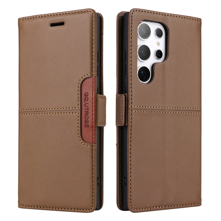 For Samsung Galaxy S22 Ultra 5G GQUTROBE G01 RFID Anti-theft Leather Phone Case(Brown)