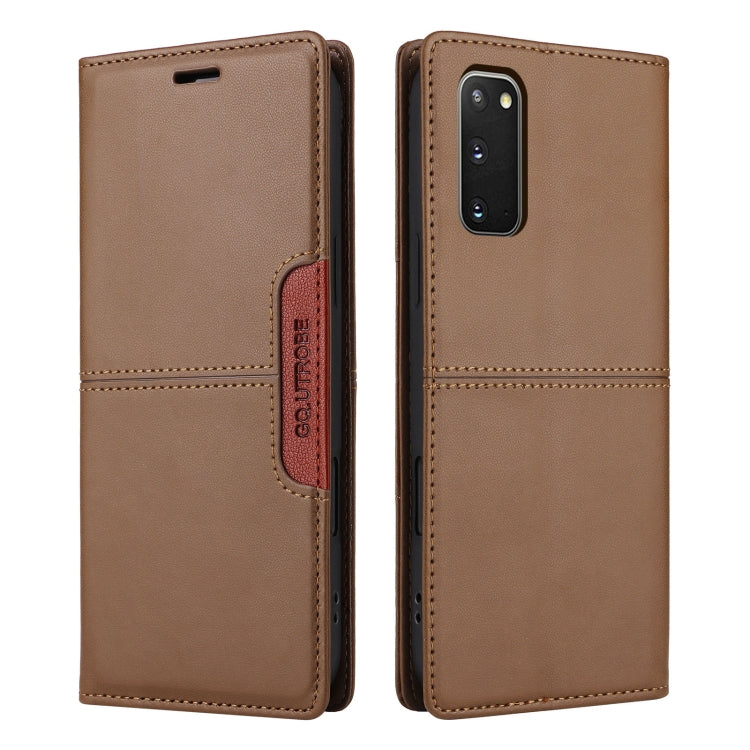 For Samsung Galaxy S20 GQUTROBE G01 RFID Anti-theft Leather Phone Case(Brown)