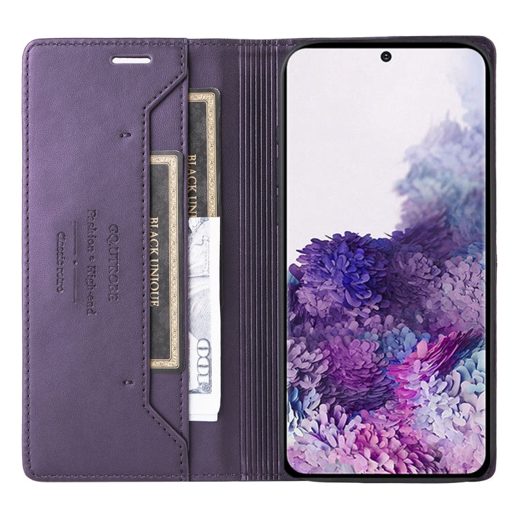 For Samsung Galaxy S20 GQUTROBE G01 RFID Anti-theft Leather Phone Case(Purple)