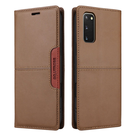 For Samsung Galaxy S20 FE GQUTROBE G01 RFID Anti-theft Leather Phone Case(Brown)