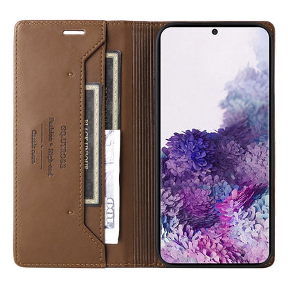 For Samsung Galaxy S20 FE GQUTROBE G01 RFID Anti-theft Leather Phone Case(Brown)