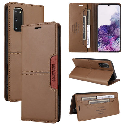 For Samsung Galaxy S20 FE GQUTROBE G01 RFID Anti-theft Leather Phone Case(Brown)
