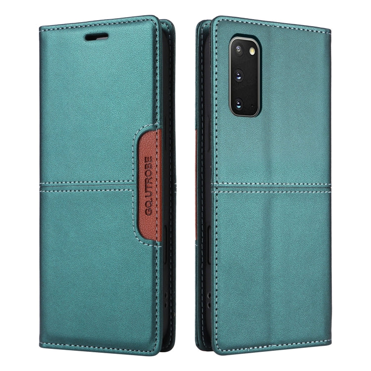 For Samsung Galaxy S20 FE GQUTROBE G01 RFID Anti-theft Leather Phone Case(Green)