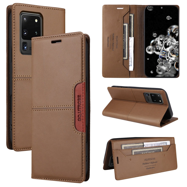 For Samsung Galaxy S20 Ultra GQUTROBE G01 RFID Anti-theft Leather Phone Case(Brown)