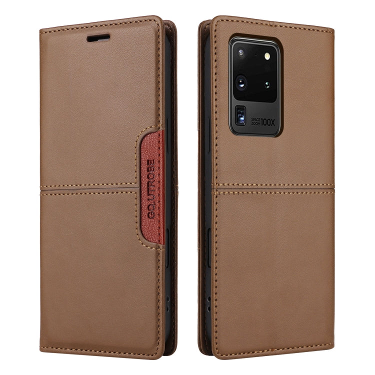 For Samsung Galaxy S20 Ultra GQUTROBE G01 RFID Anti-theft Leather Phone Case(Brown)