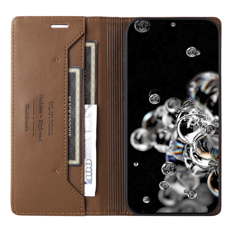 For Samsung Galaxy S20 Ultra GQUTROBE G01 RFID Anti-theft Leather Phone Case(Brown)