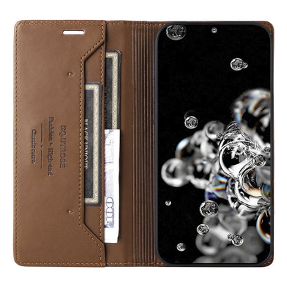 For Samsung Galaxy S20 Ultra GQUTROBE G01 RFID Anti-theft Leather Phone Case(Brown)