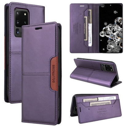 For Samsung Galaxy S20 Ultra GQUTROBE G01 RFID Anti-theft Leather Phone Case(Purple)