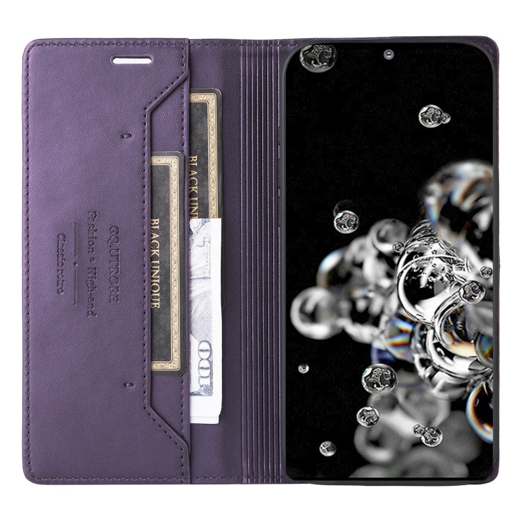 For Samsung Galaxy S20 Ultra GQUTROBE G01 RFID Anti-theft Leather Phone Case(Purple)