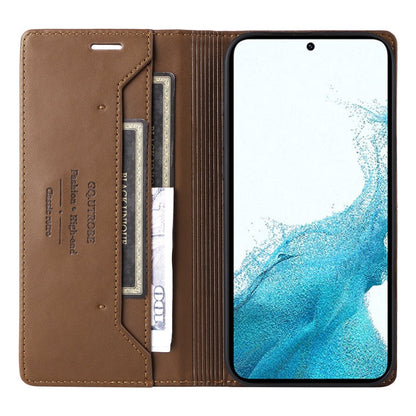 For Samsung Galaxy S21 5G GQUTROBE G01 RFID Anti-theft Leather Phone Case(Brown)