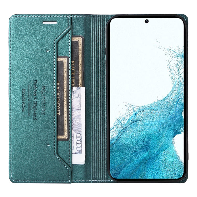 For Samsung Galaxy S21 5G GQUTROBE G01 RFID Anti-theft Leather Phone Case(Green)