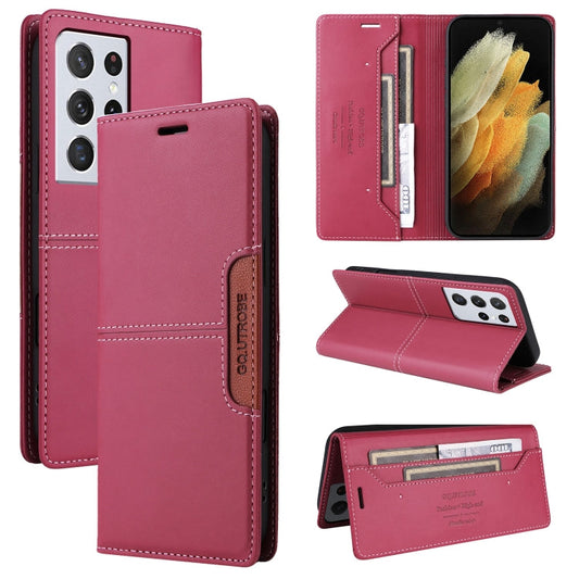For Samsung Galaxy S21 Ultra 5G GQUTROBE G01 RFID Anti-theft Leather Phone Case(Red)