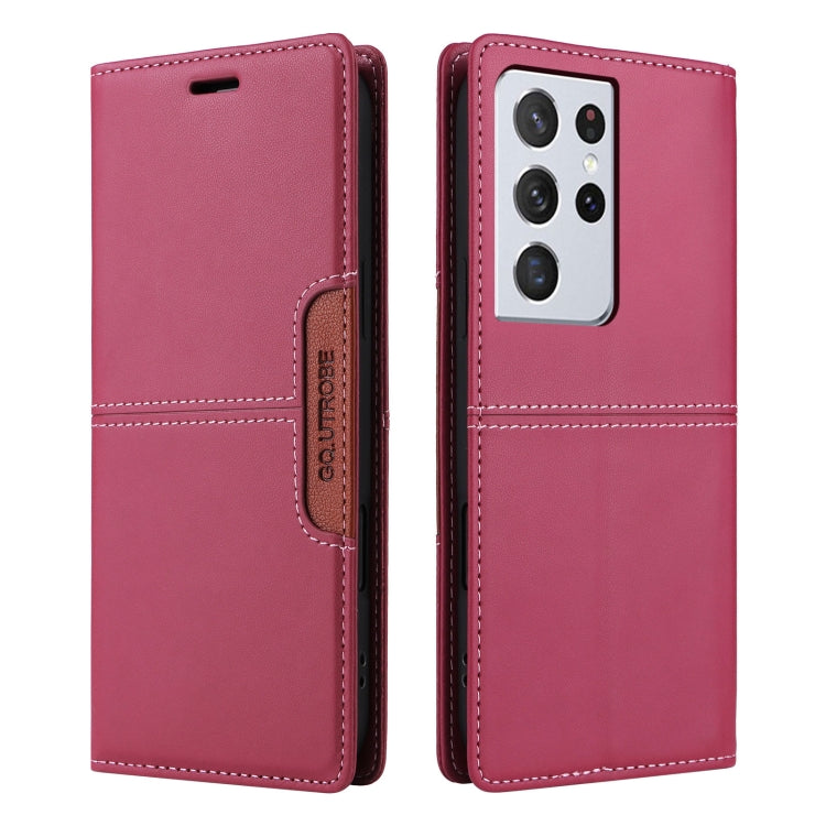 For Samsung Galaxy S21 Ultra 5G GQUTROBE G01 RFID Anti-theft Leather Phone Case(Red)