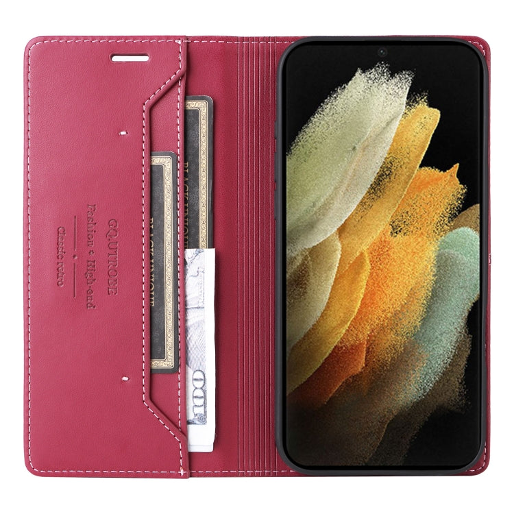 For Samsung Galaxy S21 Ultra 5G GQUTROBE G01 RFID Anti-theft Leather Phone Case(Red)