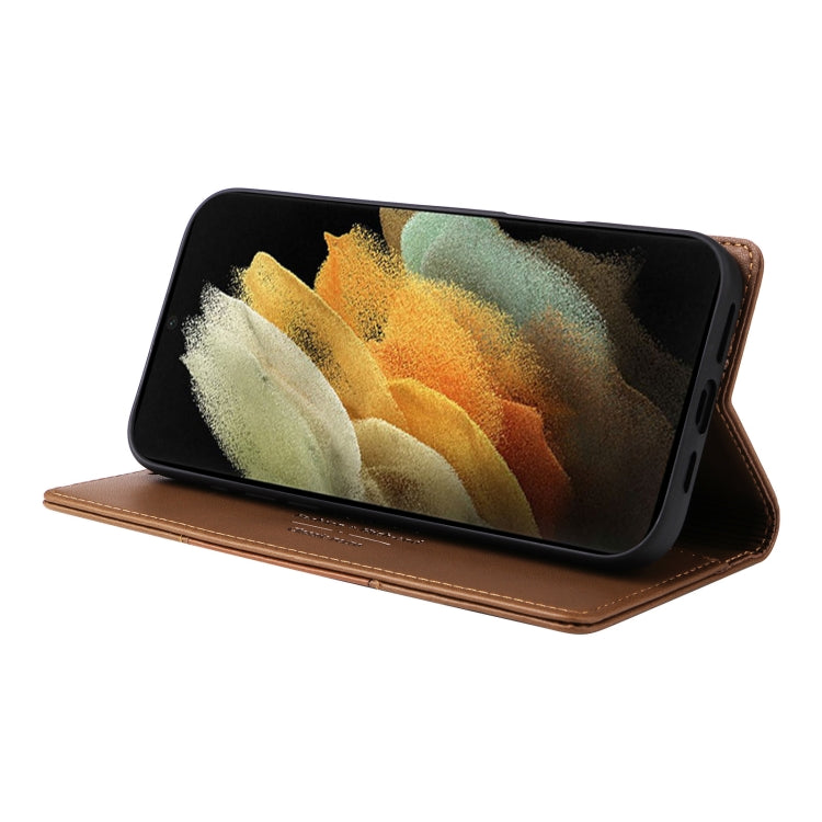 For Samsung Galaxy S21 Ultra 5G GQUTROBE G01 RFID Anti-theft Leather Phone Case(Brown)