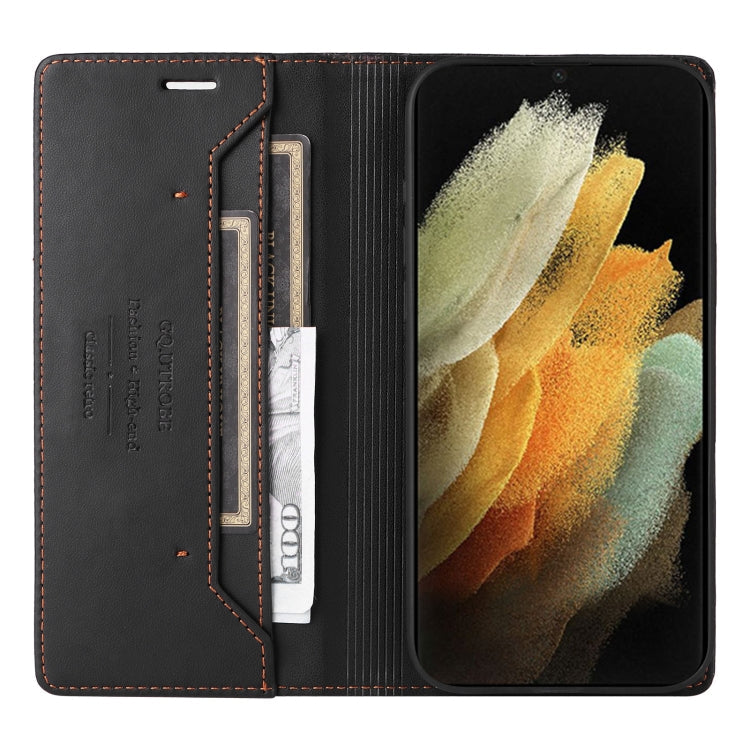 For Samsung Galaxy S21 Ultra 5G GQUTROBE G01 RFID Anti-theft Leather Phone Case(Black)