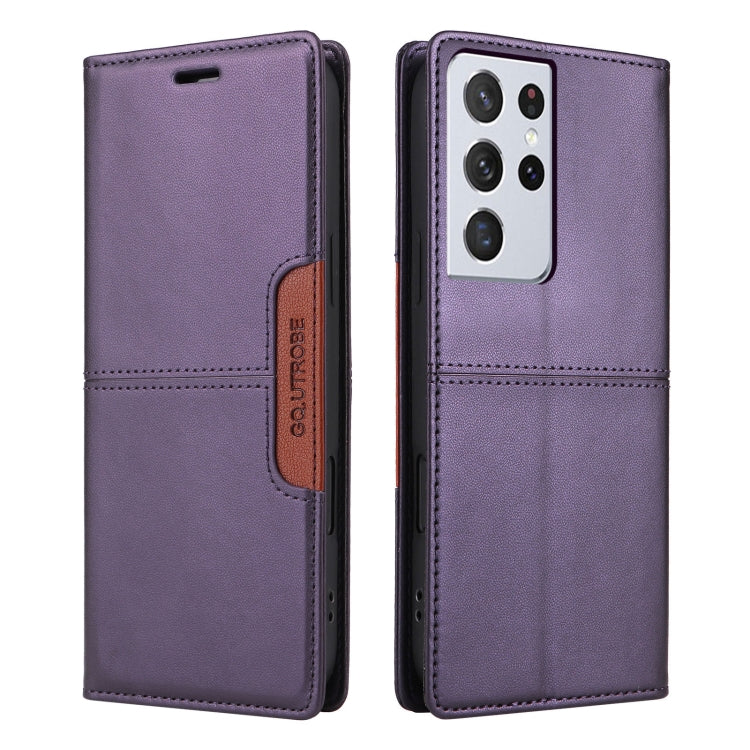 For Samsung Galaxy S21 Ultra 5G GQUTROBE G01 RFID Anti-theft Leather Phone Case(Purple)