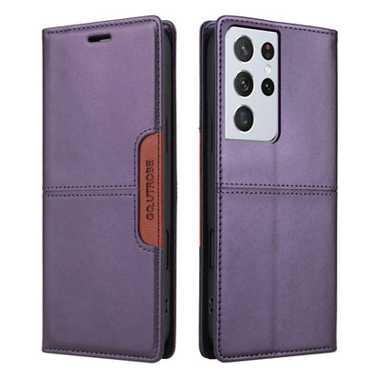 For Samsung Galaxy S21 Ultra 5G GQUTROBE G01 RFID Anti-theft Leather Phone Case(Purple)