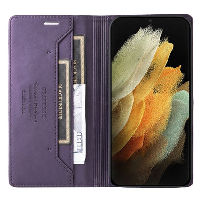 For Samsung Galaxy S21 Ultra 5G GQUTROBE G01 RFID Anti-theft Leather Phone Case(Purple)