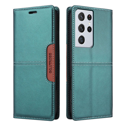 For Samsung Galaxy S21 Ultra 5G GQUTROBE G01 RFID Anti-theft Leather Phone Case(Green)