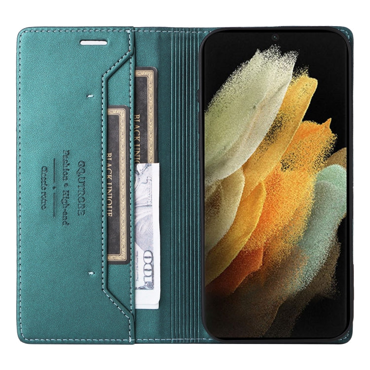 For Samsung Galaxy S21 Ultra 5G GQUTROBE G01 RFID Anti-theft Leather Phone Case(Green)