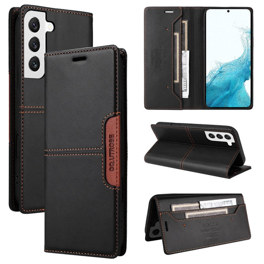 For Samsung Galaxy S21 FE 5G GQUTROBE G01 RFID Anti-theft Leather Phone Case(Black)