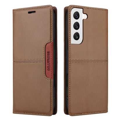 For Samsung Galaxy S22 5G GQUTROBE G01 RFID Anti-theft Leather Phone Case(Brown)