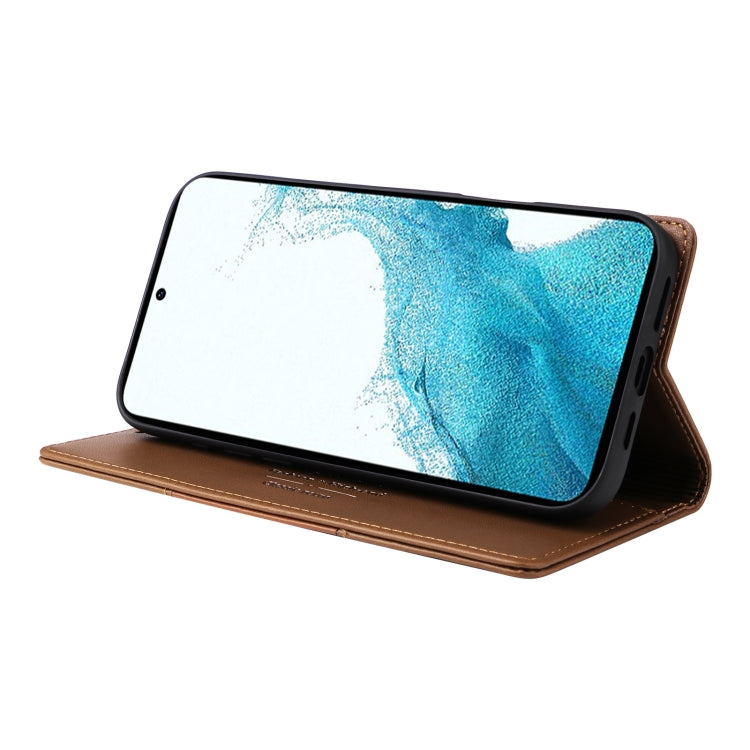 For Samsung Galaxy S22 5G GQUTROBE G01 RFID Anti-theft Leather Phone Case(Brown)