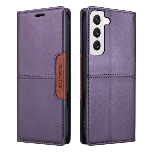For Samsung Galaxy S22 5G GQUTROBE G01 RFID Anti-theft Leather Phone Case(Purple)