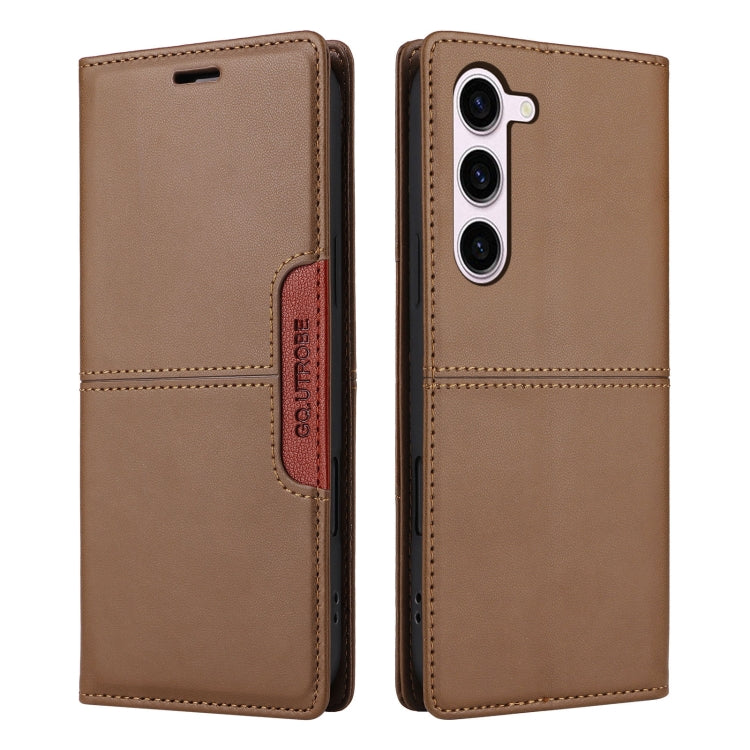 For Samsung Galaxy S23 5G GQUTROBE G01 RFID Anti-theft Leather Phone Case(Brown)
