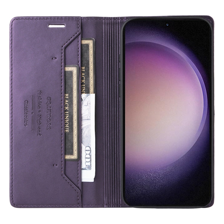 For Samsung Galaxy S23 5G GQUTROBE G01 RFID Anti-theft Leather Phone Case(Purple)