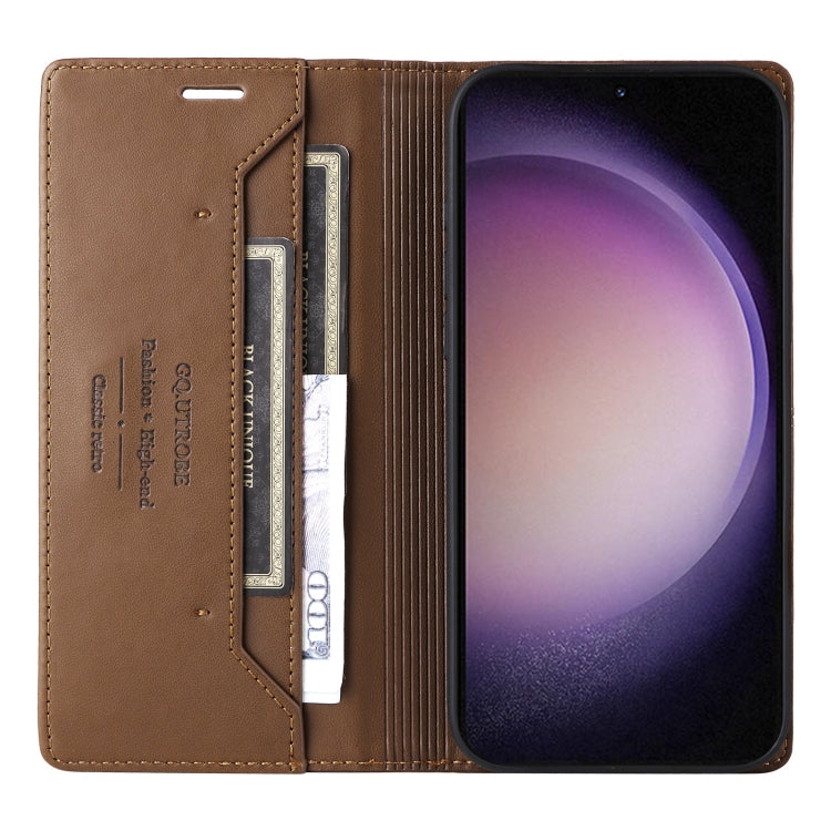 For Samsung Galaxy S23+ 5G GQUTROBE G01 RFID Anti-theft Leather Phone Case(Brown)