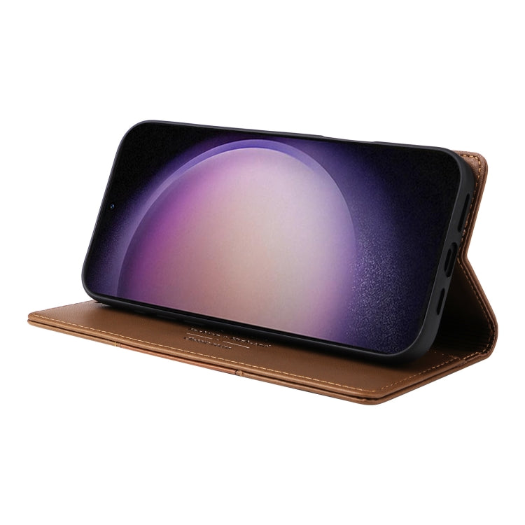 For Samsung Galaxy S23+ 5G GQUTROBE G01 RFID Anti-theft Leather Phone Case(Brown)