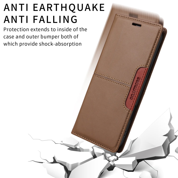 For Samsung Galaxy S23+ 5G GQUTROBE G01 RFID Anti-theft Leather Phone Case(Brown)