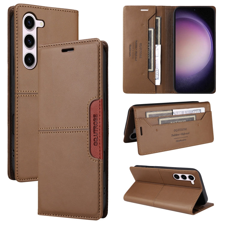 For Samsung Galaxy S23+ 5G GQUTROBE G01 RFID Anti-theft Leather Phone Case(Brown)