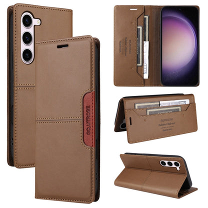For Samsung Galaxy S23+ 5G GQUTROBE G01 RFID Anti-theft Leather Phone Case(Brown)